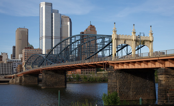 Smithfield suspension bridge Pittsburgh, PA