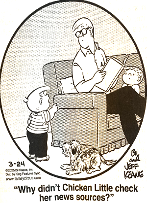 Family Circus cartoon - Chicken Little, news source