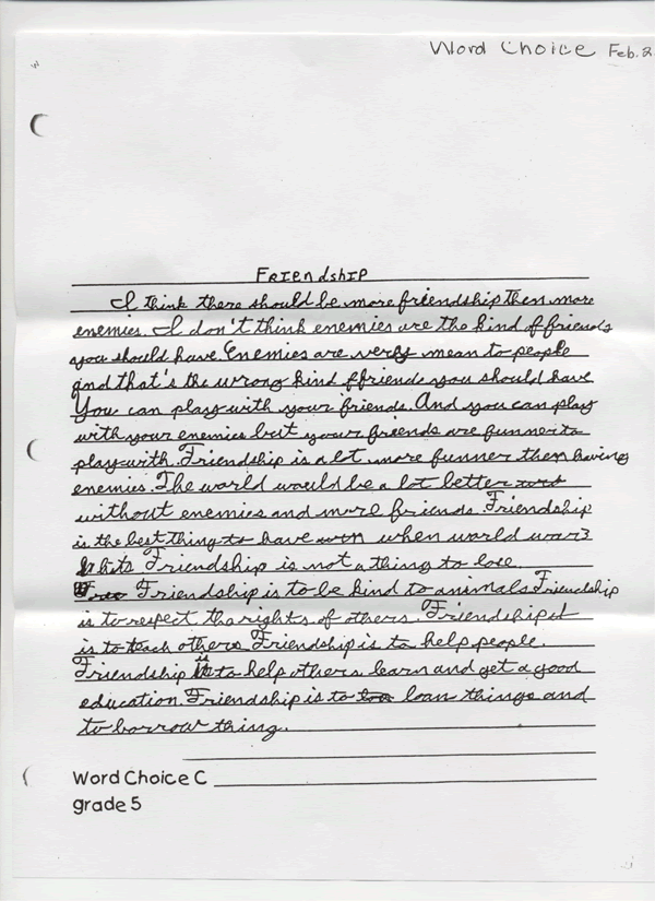 word choice writing sample