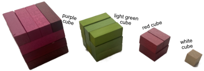 Four cubes: p, g,r,w