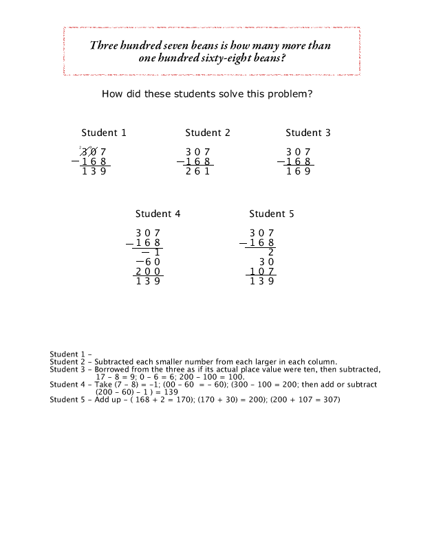 Subtraction problems
