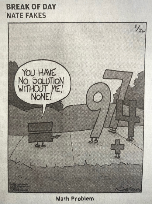 Comic math equal sign and solutions