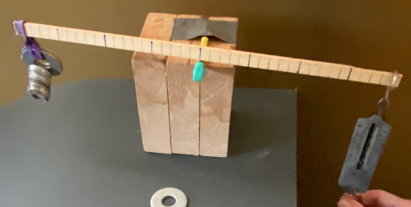 Lever with load and spring scale