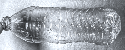 Horizontal bottle with water drawn in it